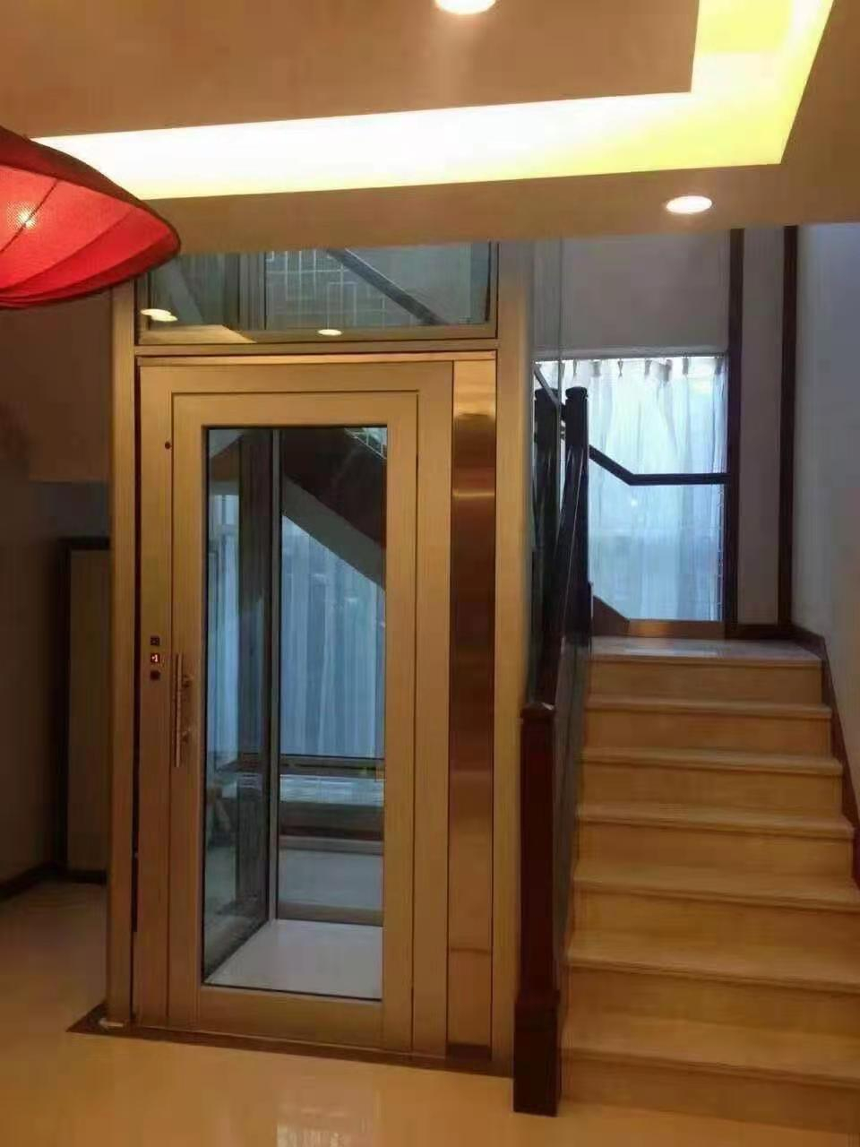 五層小型曳引觀光家用別墅電梯-手拉門-背包式電梯